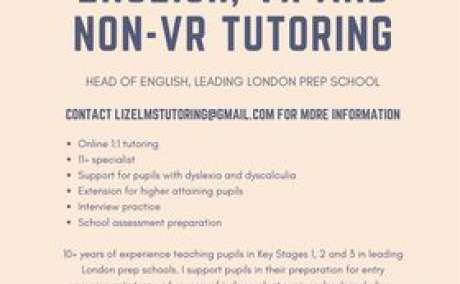 💡 TUTORING 💡English, VR and non-VR tutoring from a Head of English at a leading London prep school.