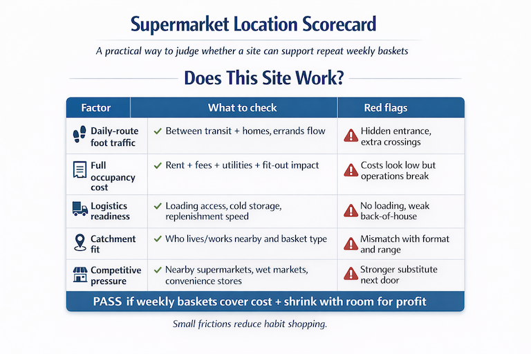 Supermarket site evaluation scorecard